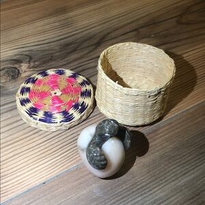 Good Luck Marble Hatching Turtle  Decorative Figurine with mini basket